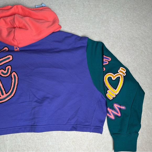 Adidas Women's 2XL Love Unites Crop Hoodie Colorblock Pullover Sweatshirt - Picture 9 of 9